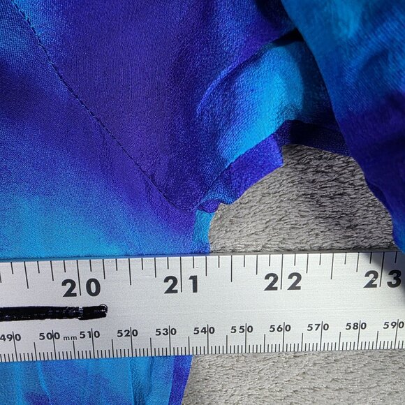 Womens Vintage Diane Gilman Blue & Purple Abstract 100% Silk Blouse Button Up M - Picture 5 of 7